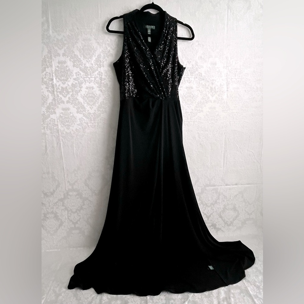 Ralph Lauren Elegant Black Maxi Dress with Sequins